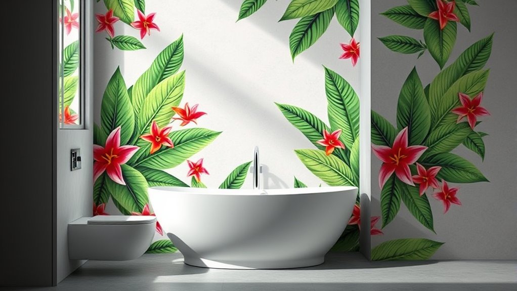 waterproof stylish bathroom wallpapers