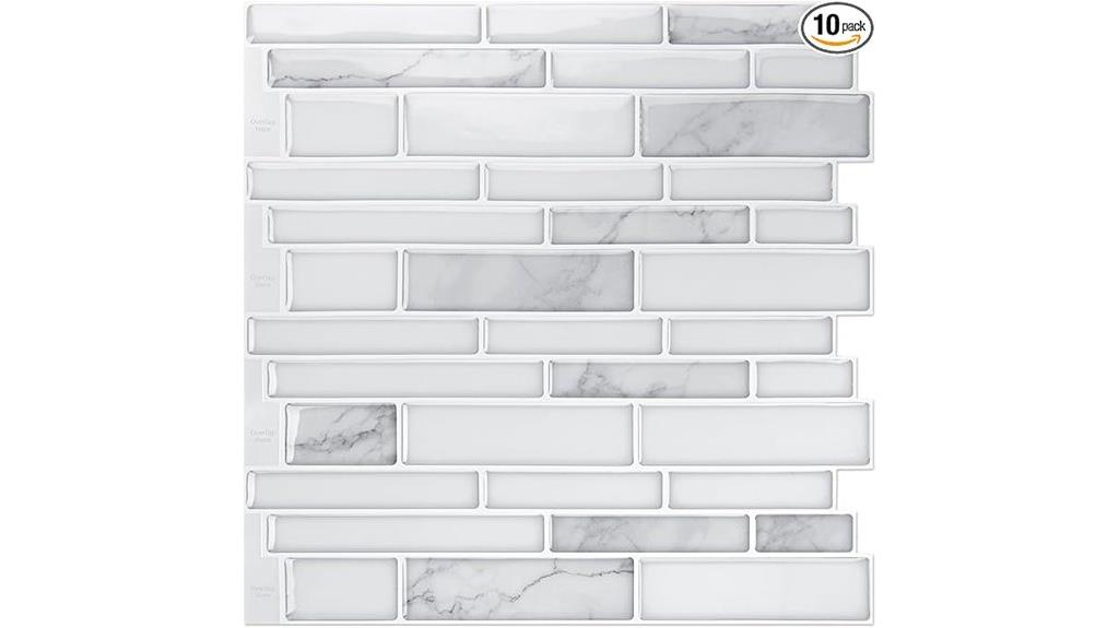 white marble backsplash tiles