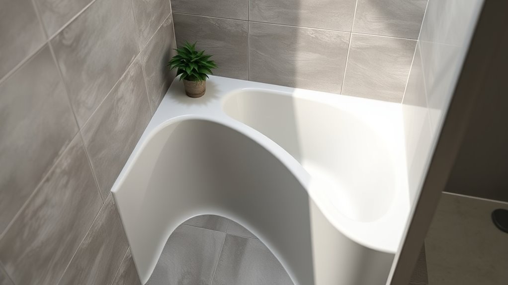 space efficient corner bathtub installation