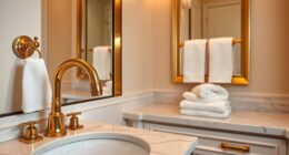 warm metallic bathroom accents