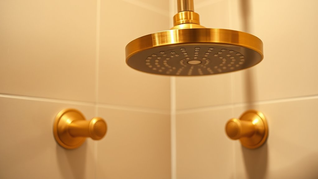 warm metallic bathroom finishes