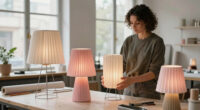 atelier oï and A-POC ABLE ISSEY MIYAKE sculpt lamps from wire and pleated cloth