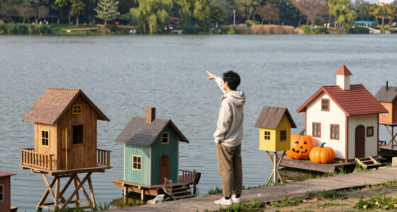 treehouses, boat houses, and pumpkin cottages scatter along wuhan’s lakeshore