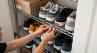 I Put Dollar Tree Wire Cabinet Shelves In My Closet For Smart Shoe Storage